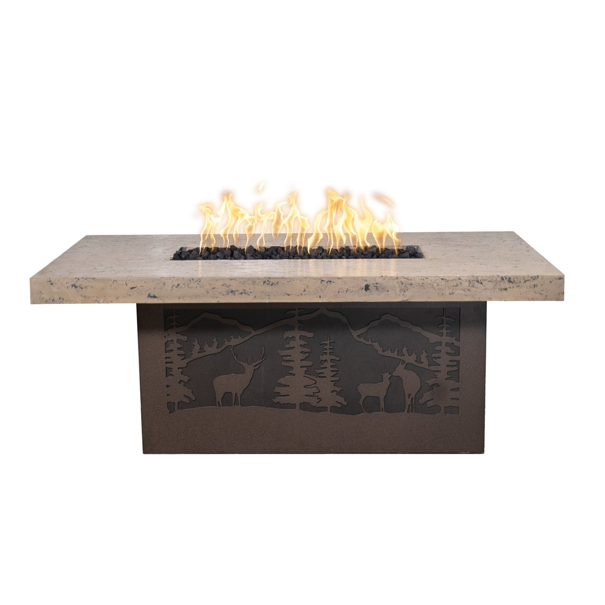 The Outdoor Plus Rectangle Outback Fire Pit / Deer Country Design plus Free Cover