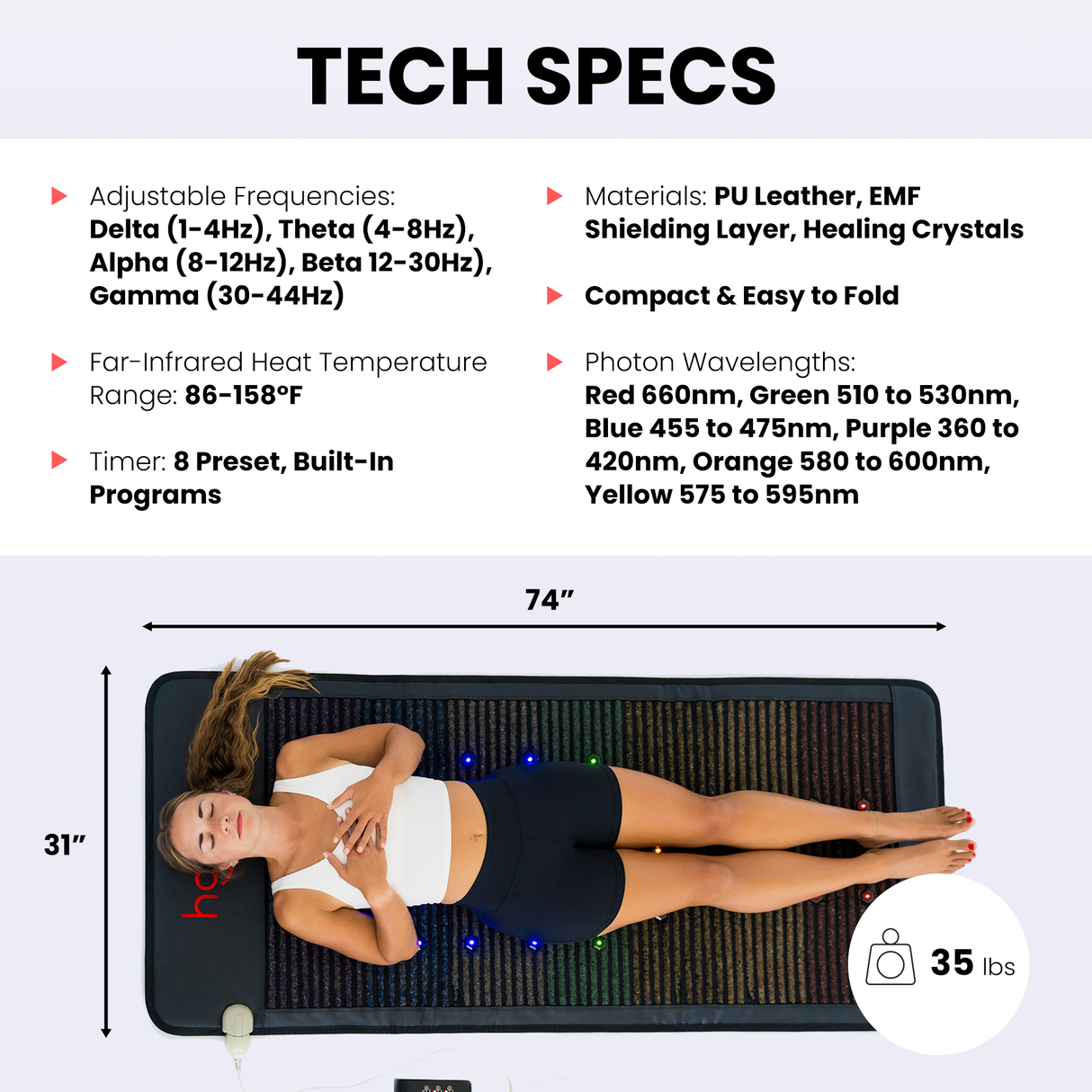 Hooga PEMF Chakra Mat with Infrared Heat Mat