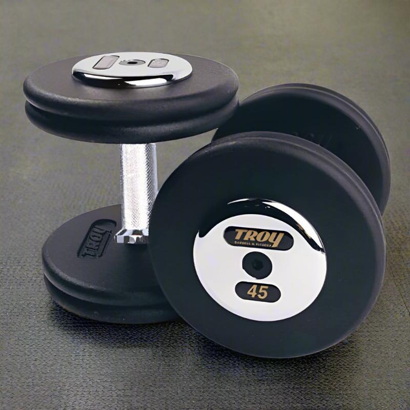 TROY PFD-C Pro-Style Black Textured Dumbbell Set with Chrome End Caps