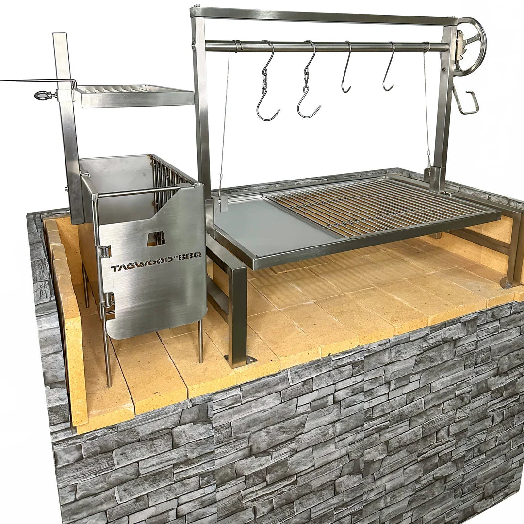 Tagwood BBQ Insert Style Argentine Santa Maria Wood Fire & Charcoal Gaucho Grill without firebricks | BBQ09SS -