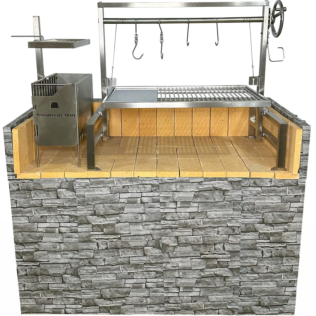 Tagwood BBQ Insert Style Argentine Santa Maria Wood Fire & Charcoal Gaucho Grill without firebricks | BBQ09SS -