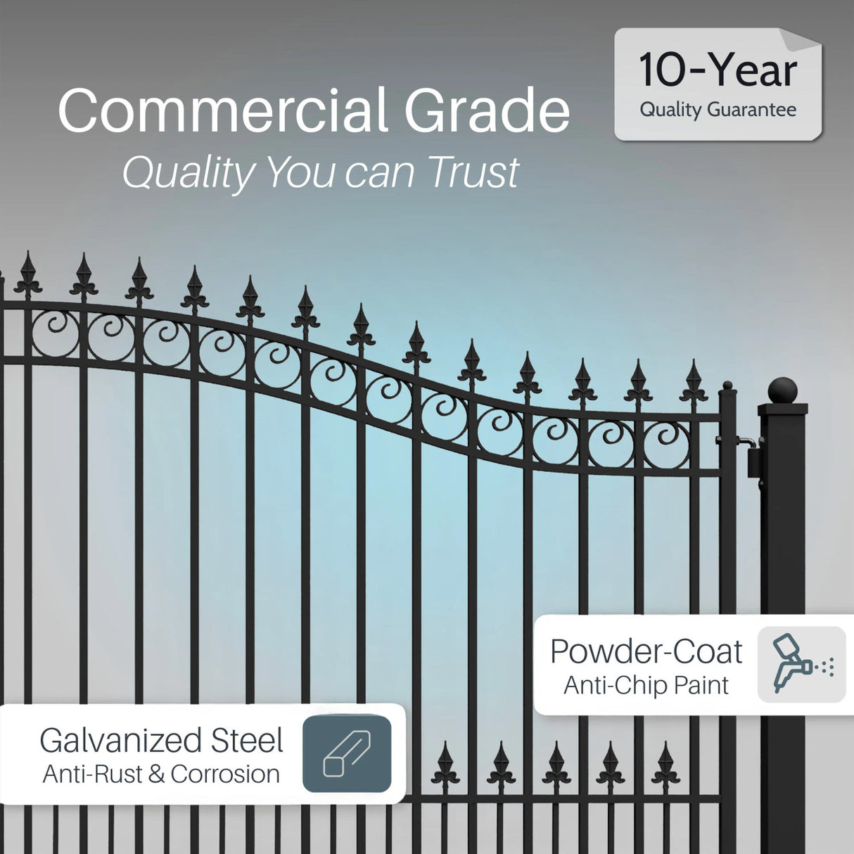 Aleko Steel Dual Swing Driveway Gate - PRAGUE Style - 12 x 6 Feet