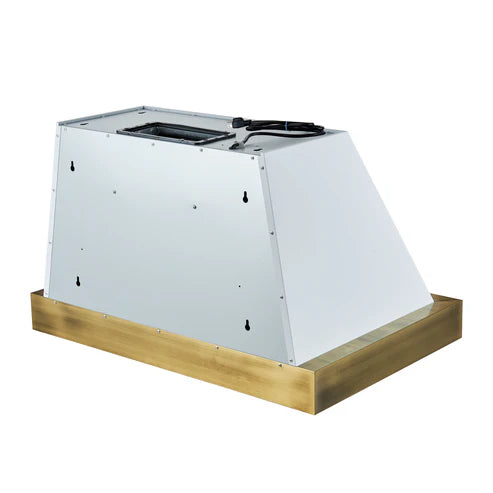 FORNO Vittorio 36" 600 CFM Wall Mount Range Hood in White and Antique Brass Trim with Remote Control, FRHWM5078-36WHT