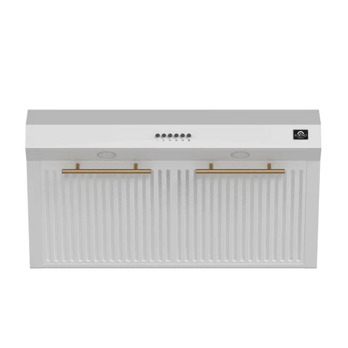 FORNO Espresso Bari 30" 400 CFM Under Cabinet Range Hood in White with Silver Handles, FRHUC5255-30WHT