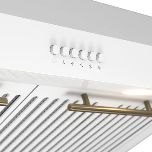 FORNO Espresso Bari 30" 400 CFM Under Cabinet Range Hood in White with Silver Handles, FRHUC5255-30WHT