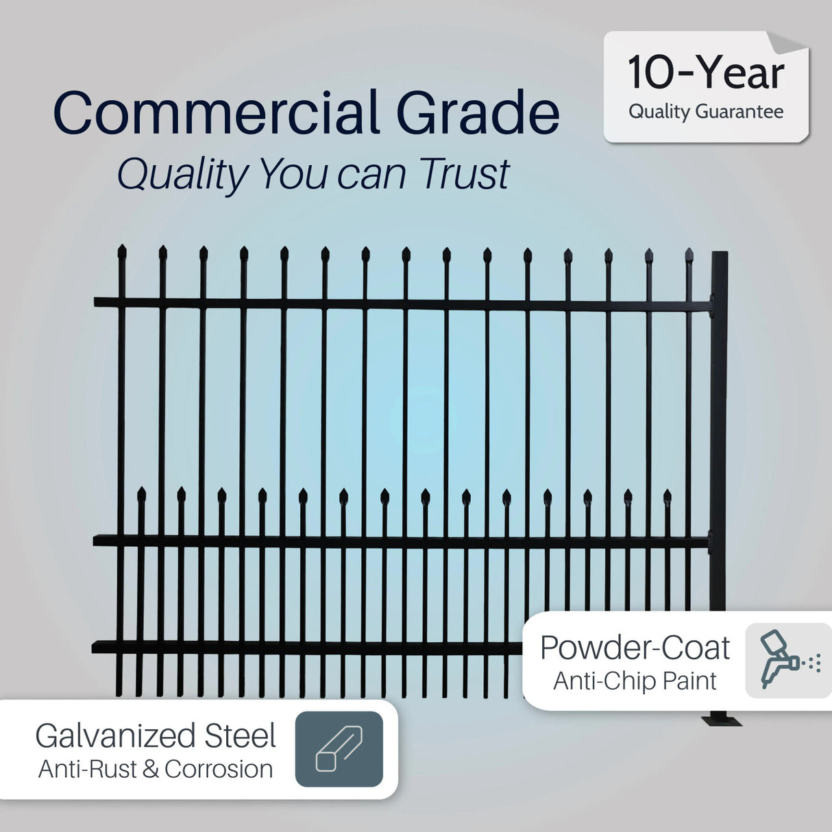 Aleko Commercial Grade 8-Panel Galvanized Steel Fence Kit - Riga – 8x6 ft. (each)
