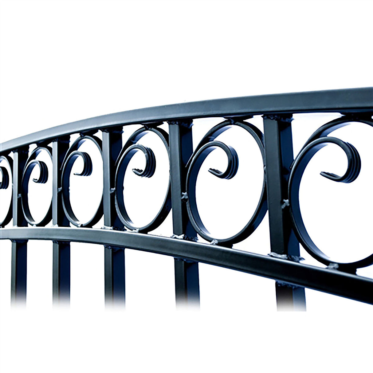 Aleko Steel Dual Swing Driveway Gate - DUBLIN Style - 12 ft with Pedestrian Gate - 5 ft