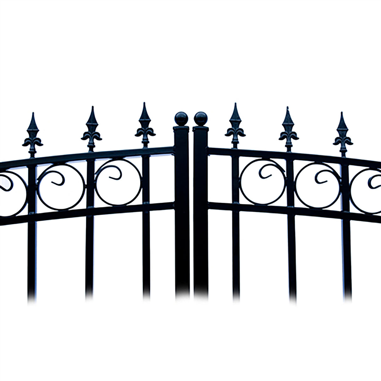 Aleko Steel Dual Swing Driveway Gate - LONDON Style - 12 ft with Pedestrian Gate - 5 ft