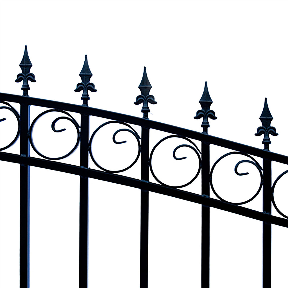 Aleko Steel Dual Swing Driveway Gate - LONDON Style - 12 ft with Pedestrian Gate - 5 ft