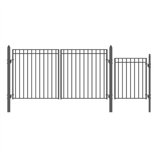 Aleko Steel Dual Swing Driveway Gate - MADRID Style - 12 ft with Pedestrian Gate - 5 ft