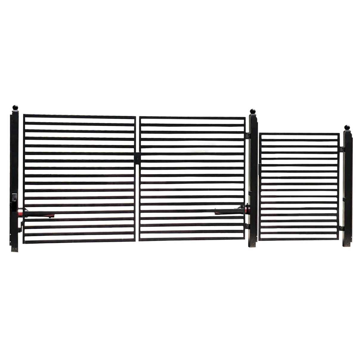 Aleko Steel Dual Swing Driveway Gate - MILAN Style - 12 ft with Pedestrian Gate - 5 ft