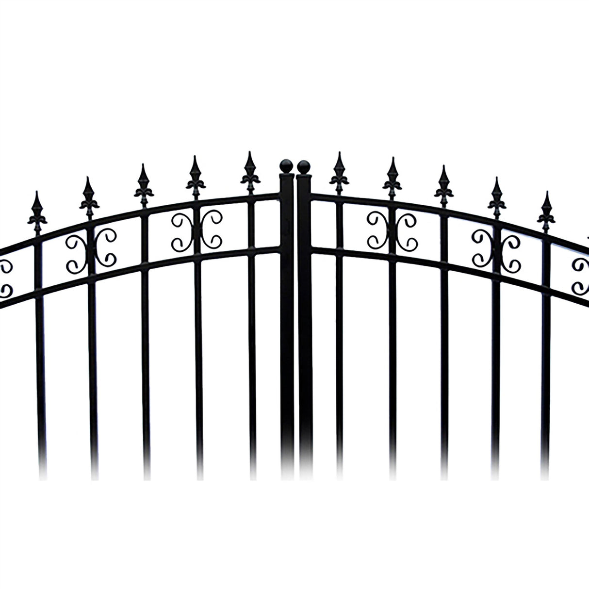 Aleko Steel Dual Swing Driveway Gate - ST. LOUIS Style - 12 ft with Pedestrian Gate - 5 ft