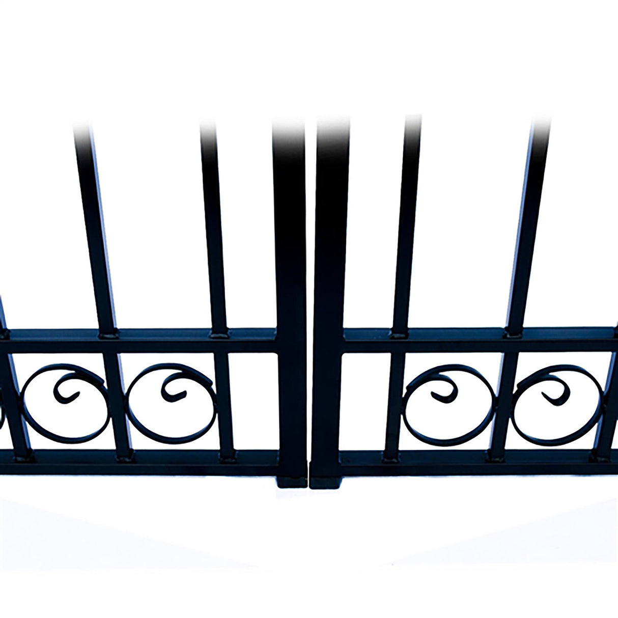 Aleko Steel Dual Swing Driveway Gate - DUBLIN Style - 18 ft with Pedestrian Gate - 5 ft