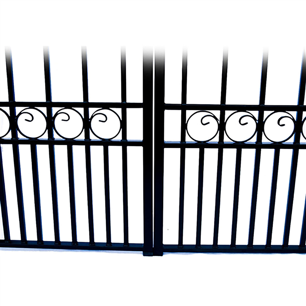 Aleko Steel Dual Swing Driveway Gate - PARIS Style - 18 ft with Pedestrian Gate - 5 ft