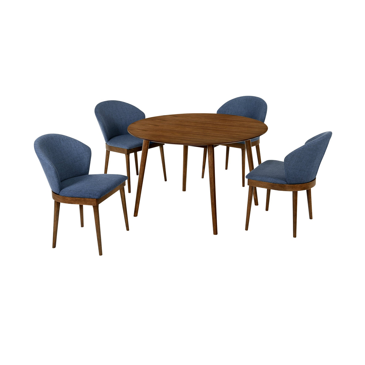 Arcadia/Juno Rubberwood Dining Set - Stylish 5-Piece Round Table with Ergonomic Chairs for Comfort