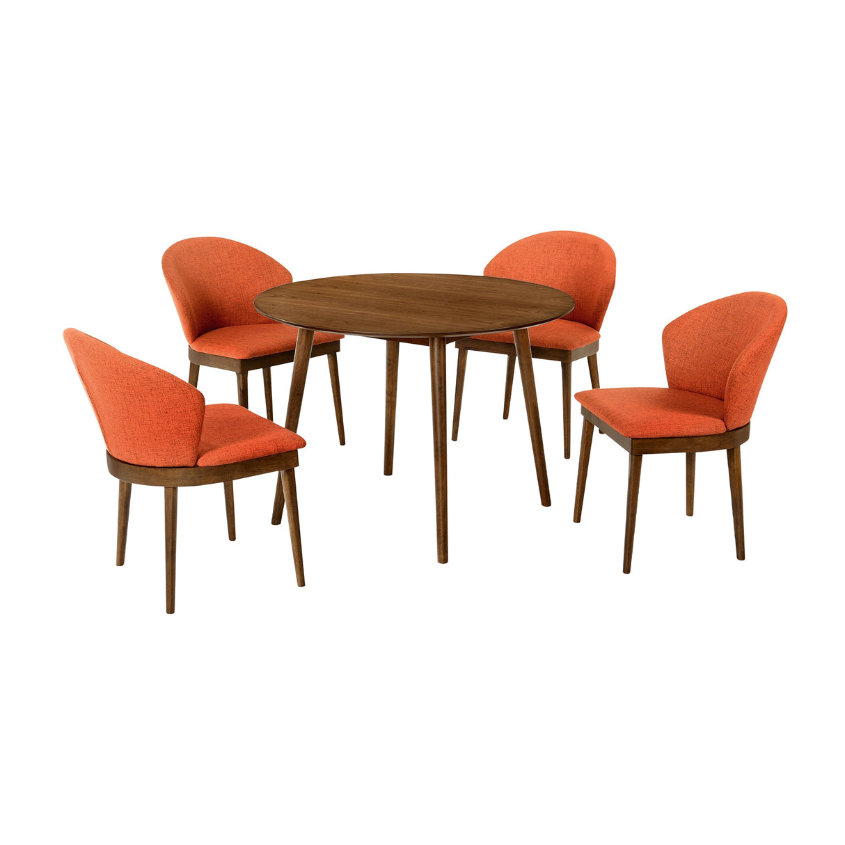 Arcadia/Juno Rubberwood Dining Set - Stylish 5-Piece Round Table with Ergonomic Chairs for Comfort