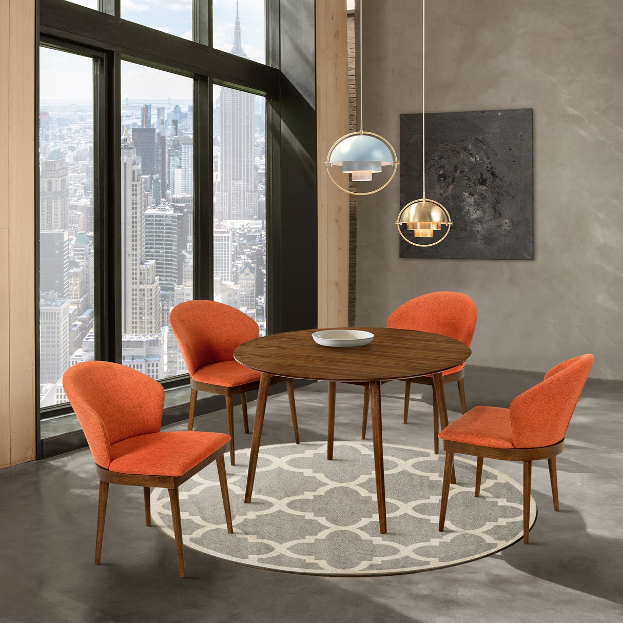 Arcadia/Juno Rubberwood Dining Set - Stylish 5-Piece Round Table with Ergonomic Chairs for Comfort