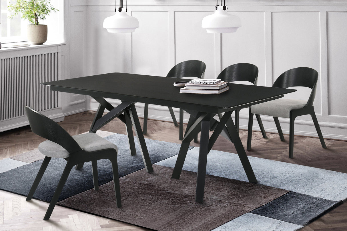 Cortina Mid-Century 5-Piece Dining Set with Stylish Gray Upholstery for Comfortable Family Gatherings