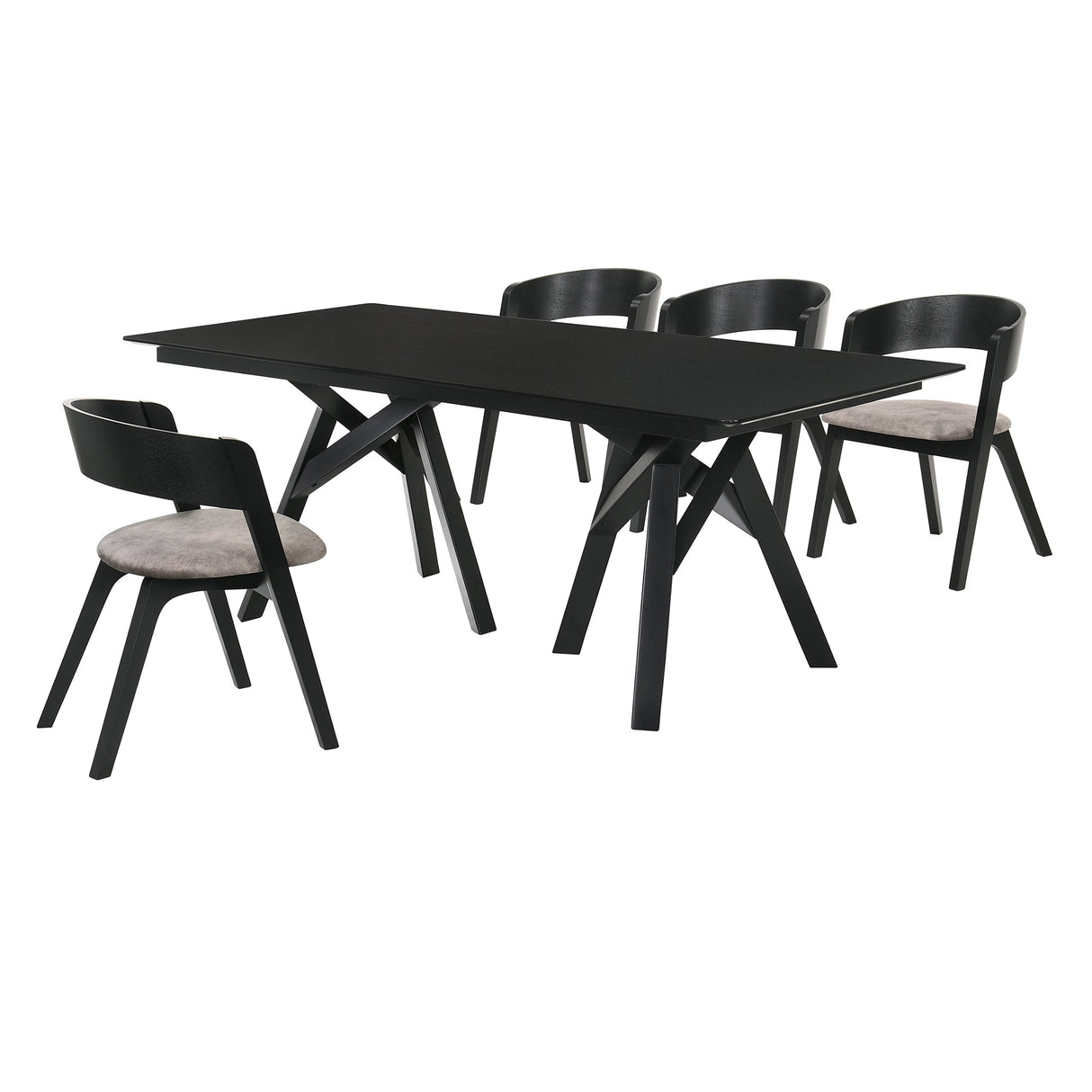 Cortina Mid-Century 5-Piece Dining Set with Stylish Gray Upholstery for Comfortable Family Gatherings