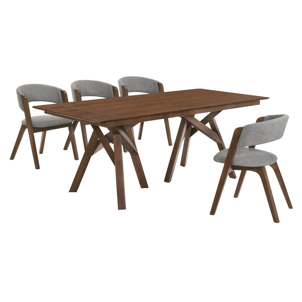 Cortina Mid-Century 5-Piece Dining Set with Stylish Gray Upholstery for Comfortable Family Gatherings
