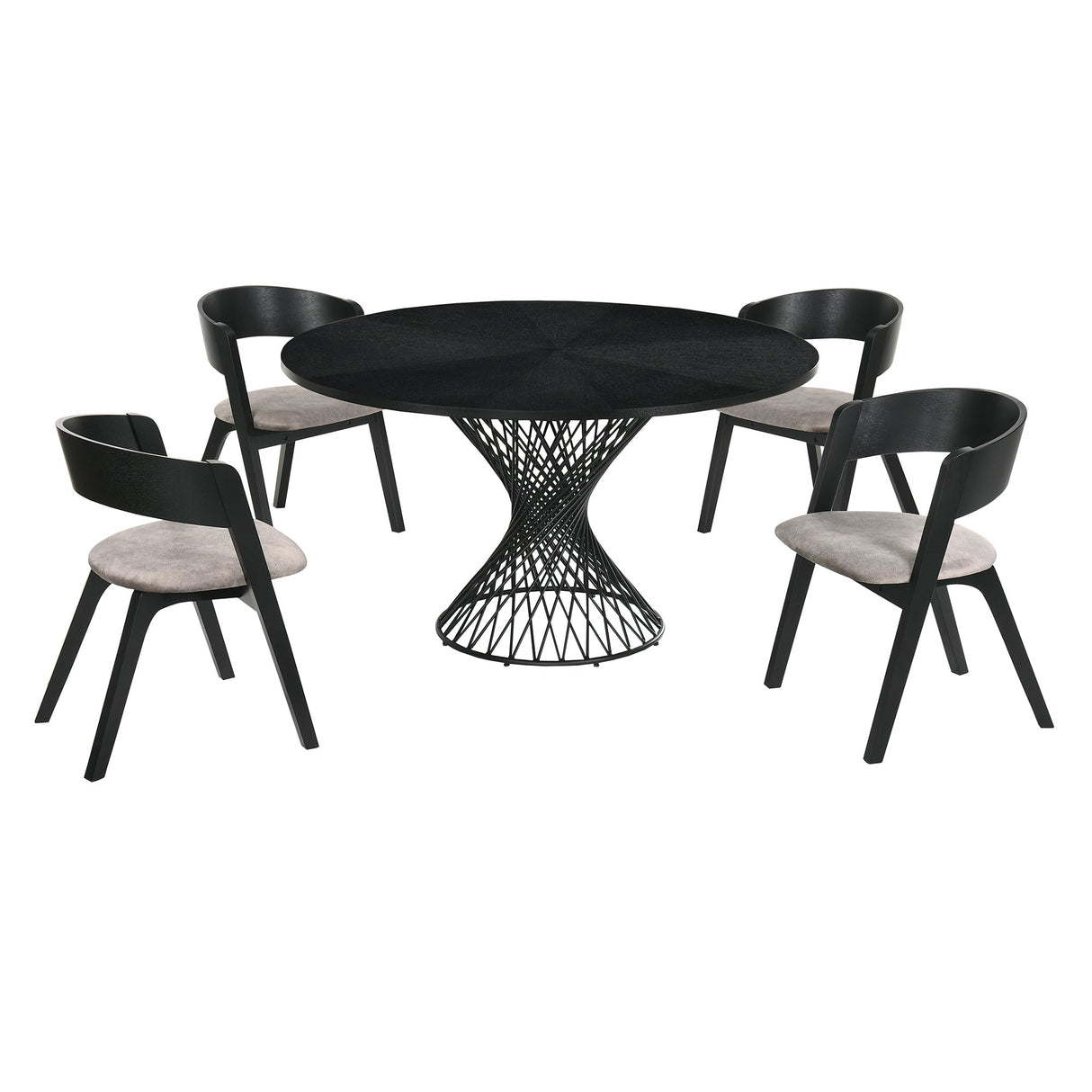 Cirque Mid-Century Dining Set - 5-Piece Comfort & Style with Round Table and Plush Chairs Included