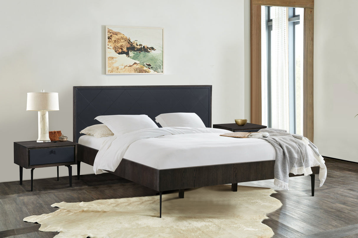 Cross 3-Piece Bedroom Set with Modern Rustic Style, Solid Oak Frame, and Spacious Nightstands