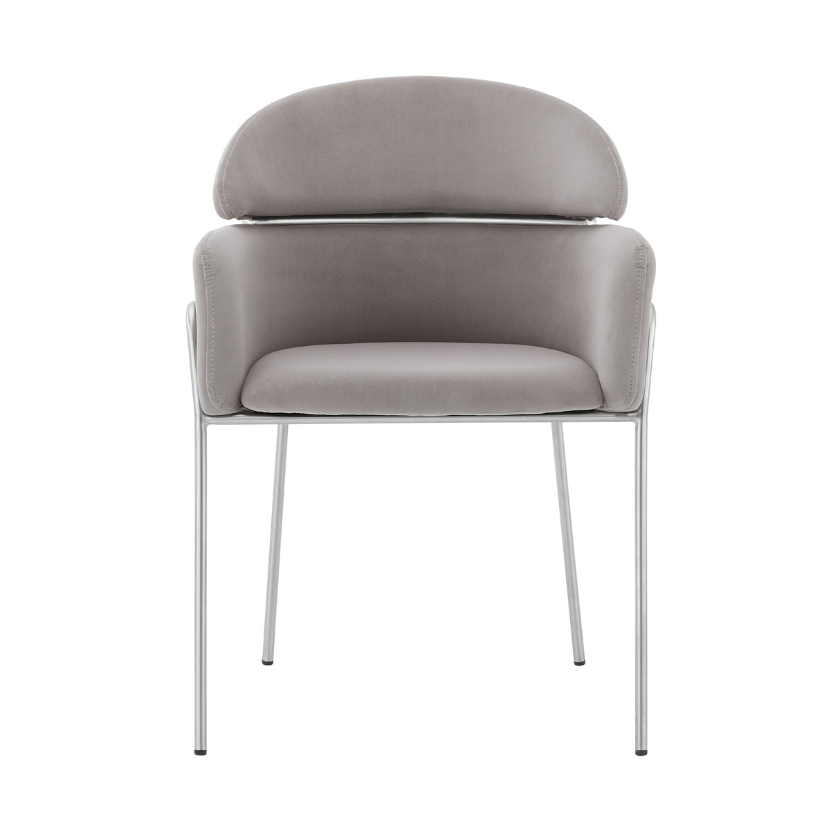 Cressida/Portia 7-Piece Dining Set - Modern Glass Top Table with Comfortable Stainless Steel Chairs