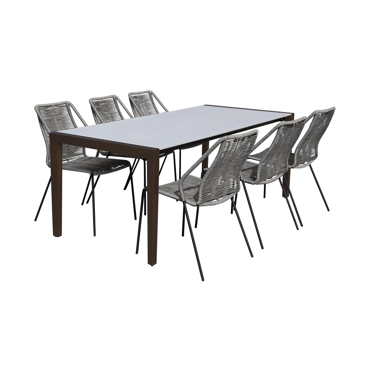 Fineline/Clip Eucalyptus Super Stone 7-Piece Outdoor Dining Set for Stylish and Durable Gatherings