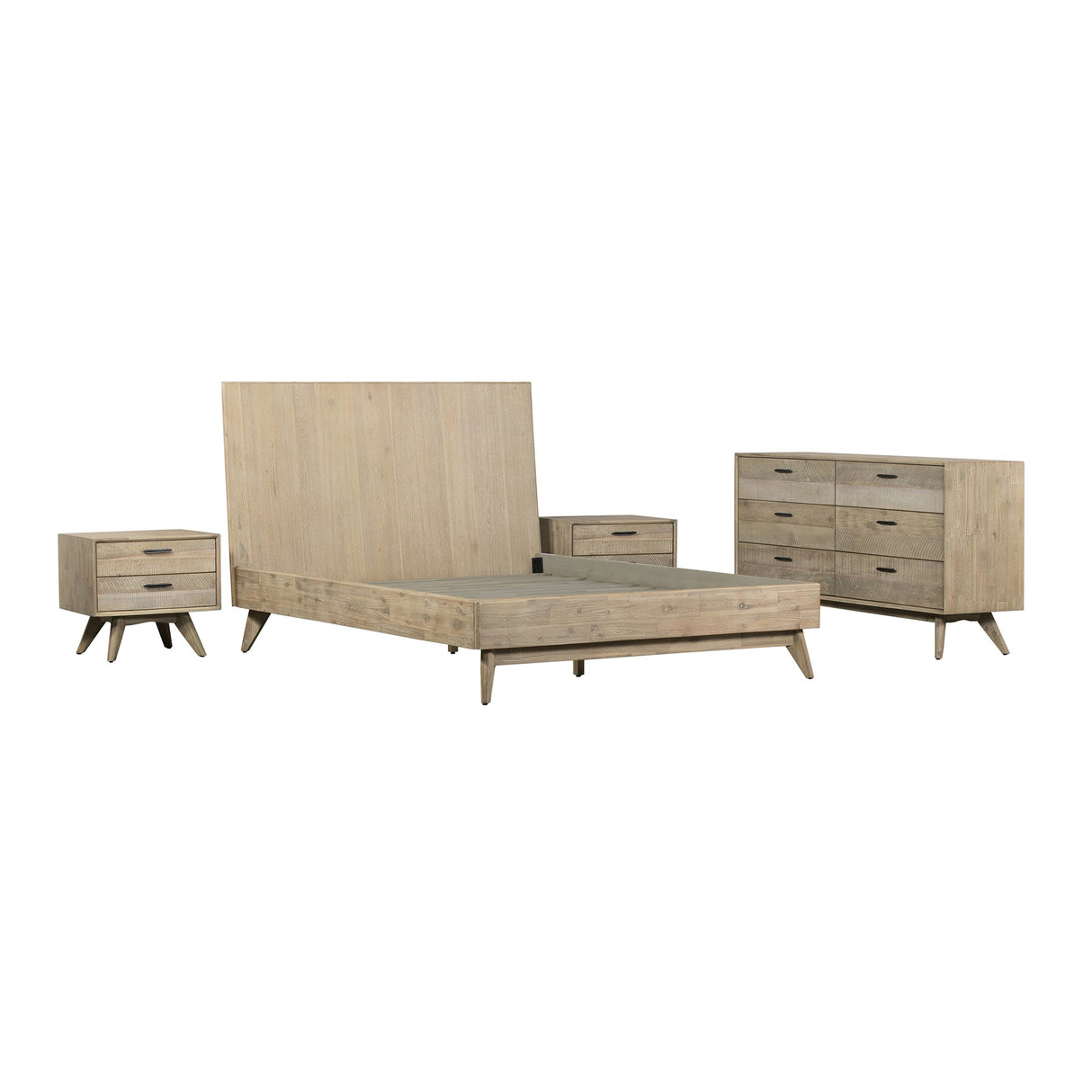Baly Solid Acacia Bedroom Set – 4-Piece Modern Rustic Furniture for Stylish and Lasting Comfort