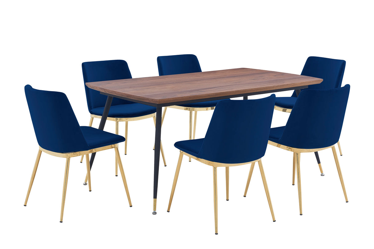 Messina/Messina Messina 5-Piece Velvet and Walnut Dining Set - Elegant Comfort, Modern Design for Your Home