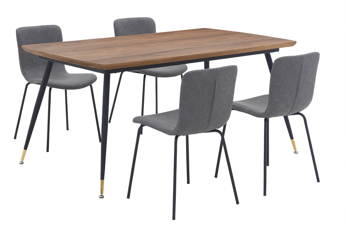 Messina/Gillian Modern 5-Piece Dining Set with Walnut Finish and Ergonomic Comfort for Your Home
