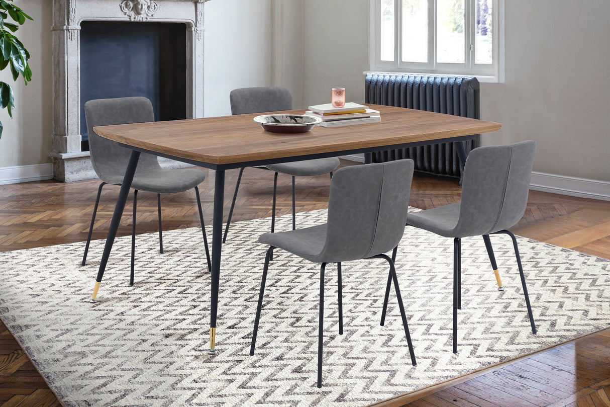 Messina/Gillian Modern 5-Piece Dining Set with Walnut Finish and Ergonomic Comfort for Your Home