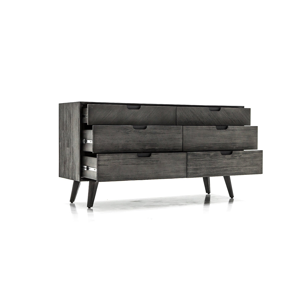 Mohave Acacia Wood 4-Piece Bedroom Set with Elegant Upholstered Bed and Spacious Storage Solutions