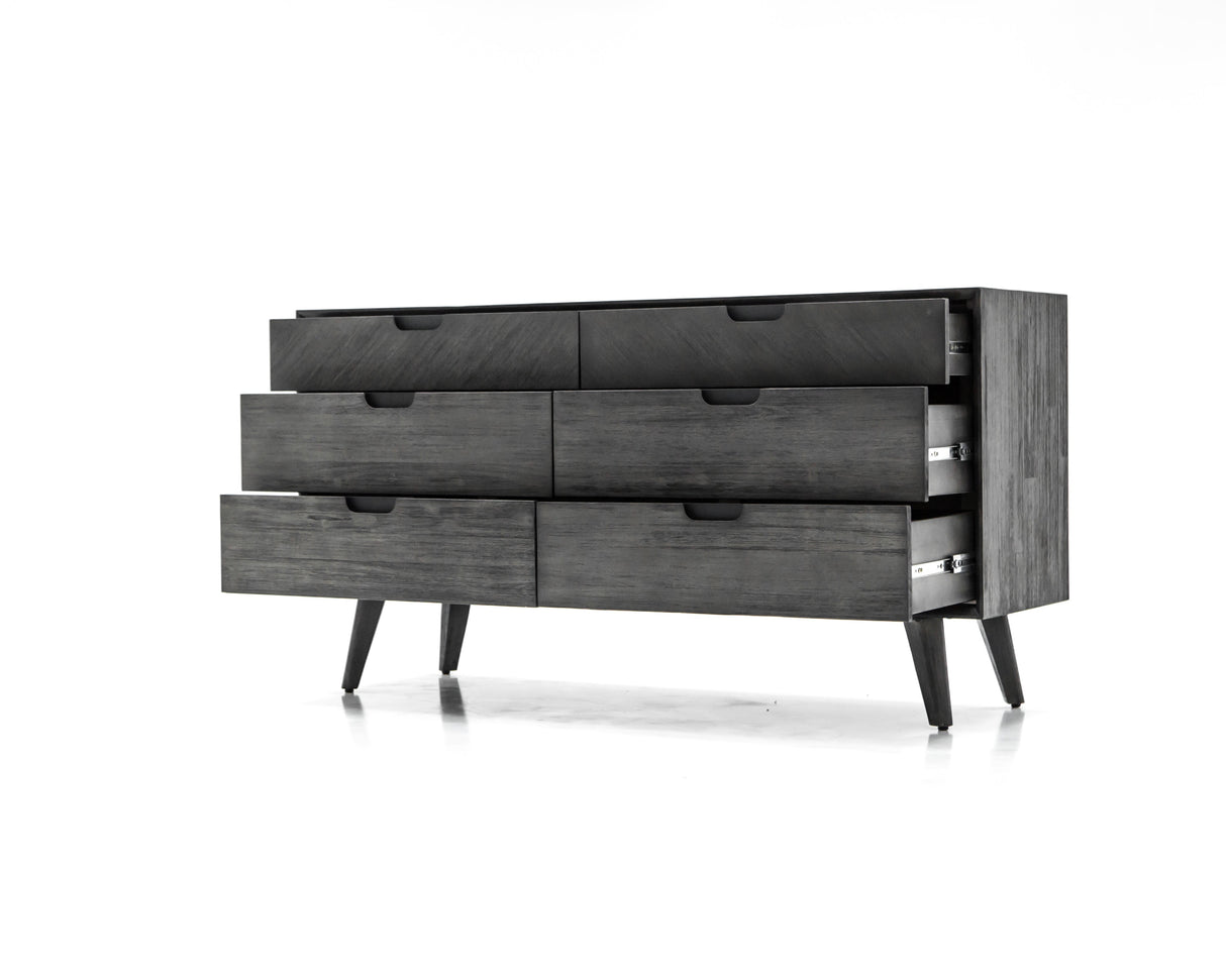 Mohave Acacia Wood 4-Piece Bedroom Set with Elegant Upholstered Bed and Spacious Storage Solutions