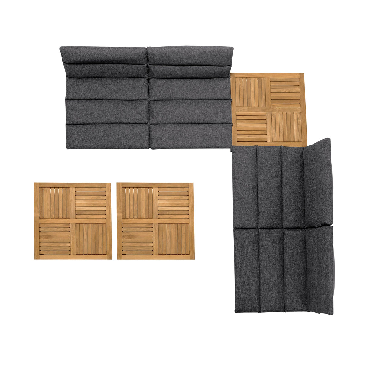 Arno 7-Piece Outdoor Teak Wood Seating Set with Olefin Cushions - Weather Resistant & Stylish Design