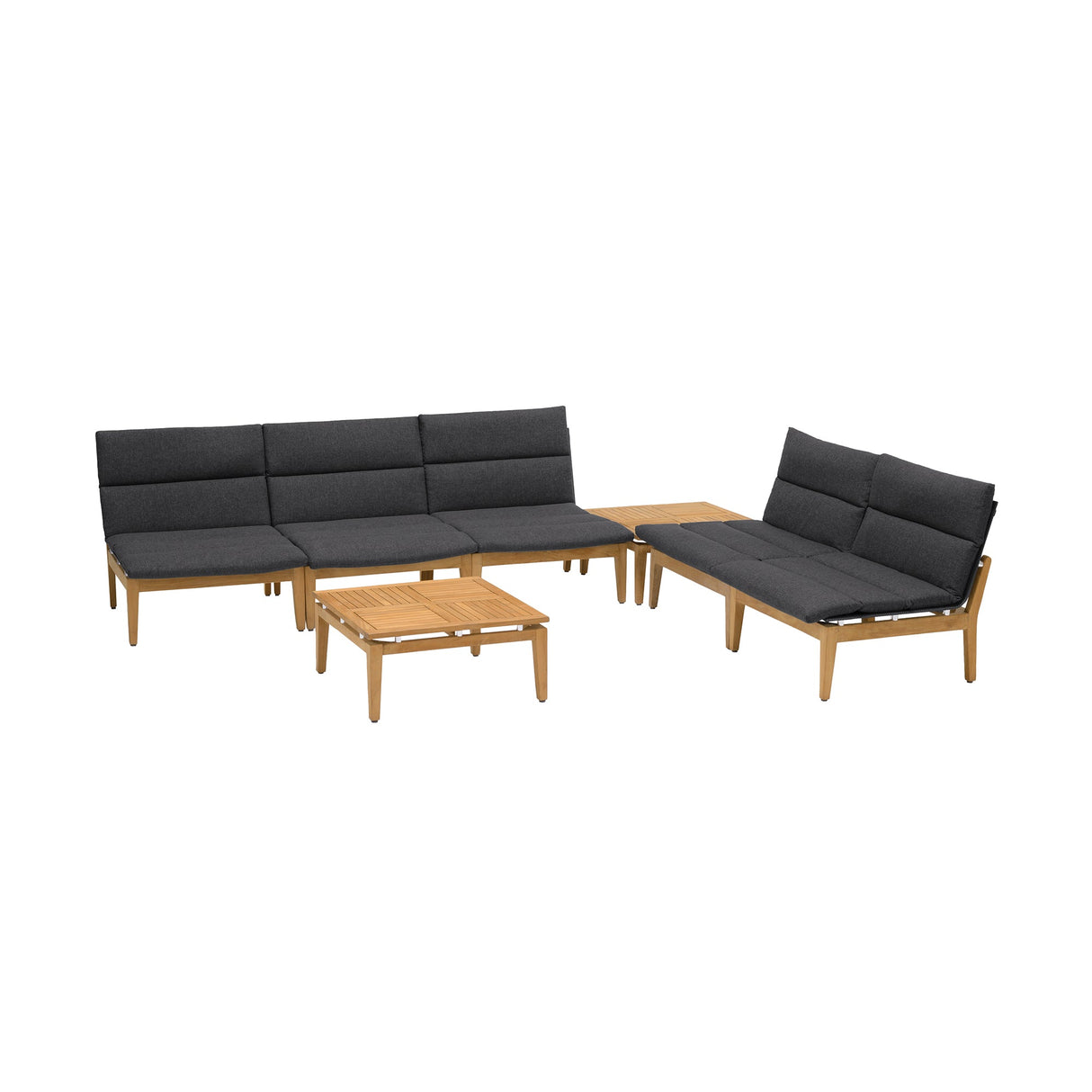 Arno 7-Piece Outdoor Teak Wood Seating Set with Olefin Cushions - Weather Resistant & Stylish Design