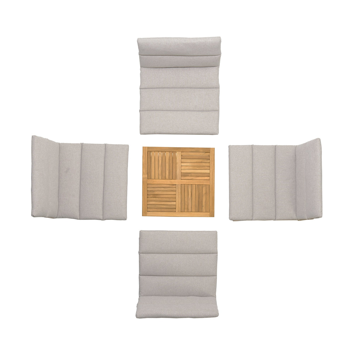 Arno 5-Piece Outdoor Teak Wood Lounge Set with Charcoal Olefin Cushions - Durable & Stylish Comfort