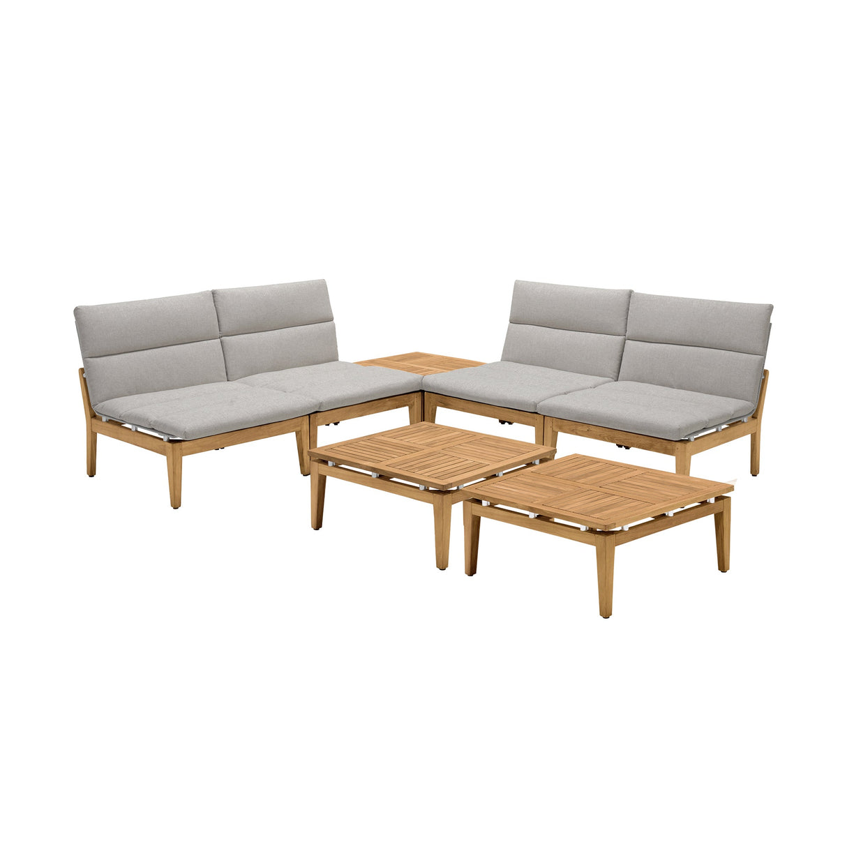 Arno 7-Piece Outdoor Teak Wood Seating Set with Olefin Cushions - Weather Resistant & Stylish Design
