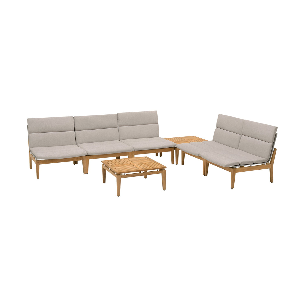 Arno 7-Piece Outdoor Teak Wood Seating Set with Olefin Cushions - Weather Resistant & Stylish Design