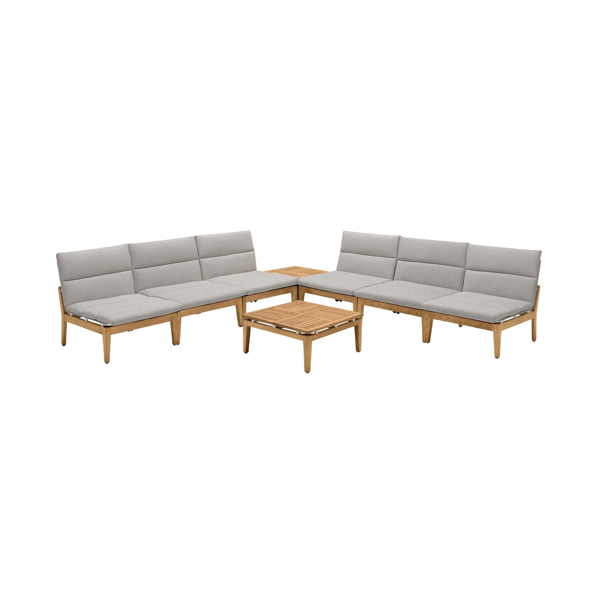 Arno Outdoor 8-Piece Teak Wood Seating Set with Comfortable Charcoal Olefin Cushions & Tables