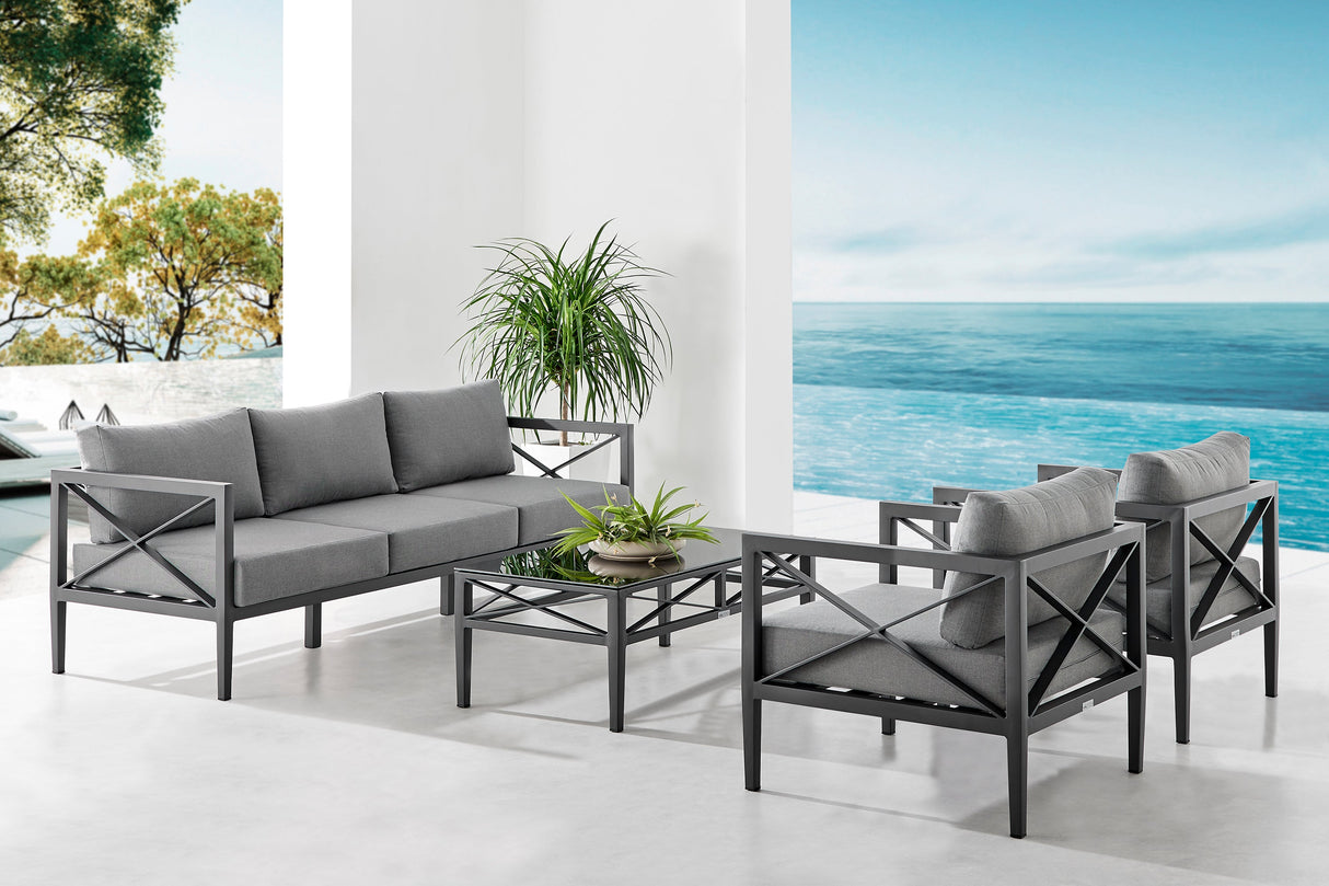 Sonoma 4-Piece Outdoor Conversation Set - Stylish Aluminum Frame with Comfortable Waterproof Cushions