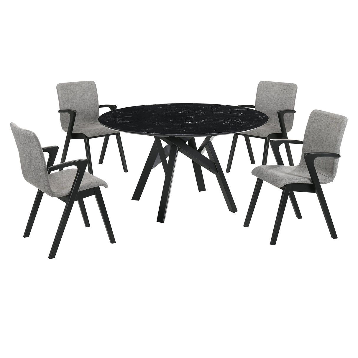 Venus Contemporary 5-Piece Dining Set with Marble Top and Comfortable Upholstered Chairs