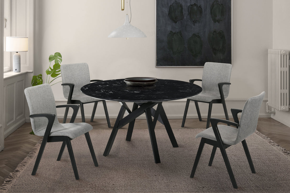 Venus Contemporary 5-Piece Dining Set with Marble Top and Comfortable Upholstered Chairs