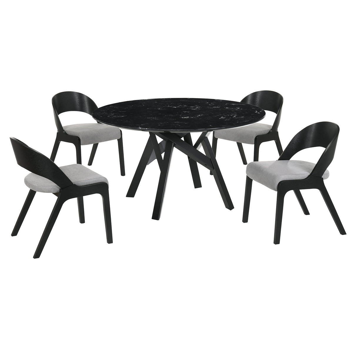 Venus Contemporary 5-Piece Dining Set with Marble Top and Comfortable Upholstered Chairs
