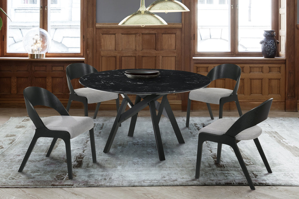Venus Contemporary 5-Piece Dining Set with Marble Top and Comfortable Upholstered Chairs