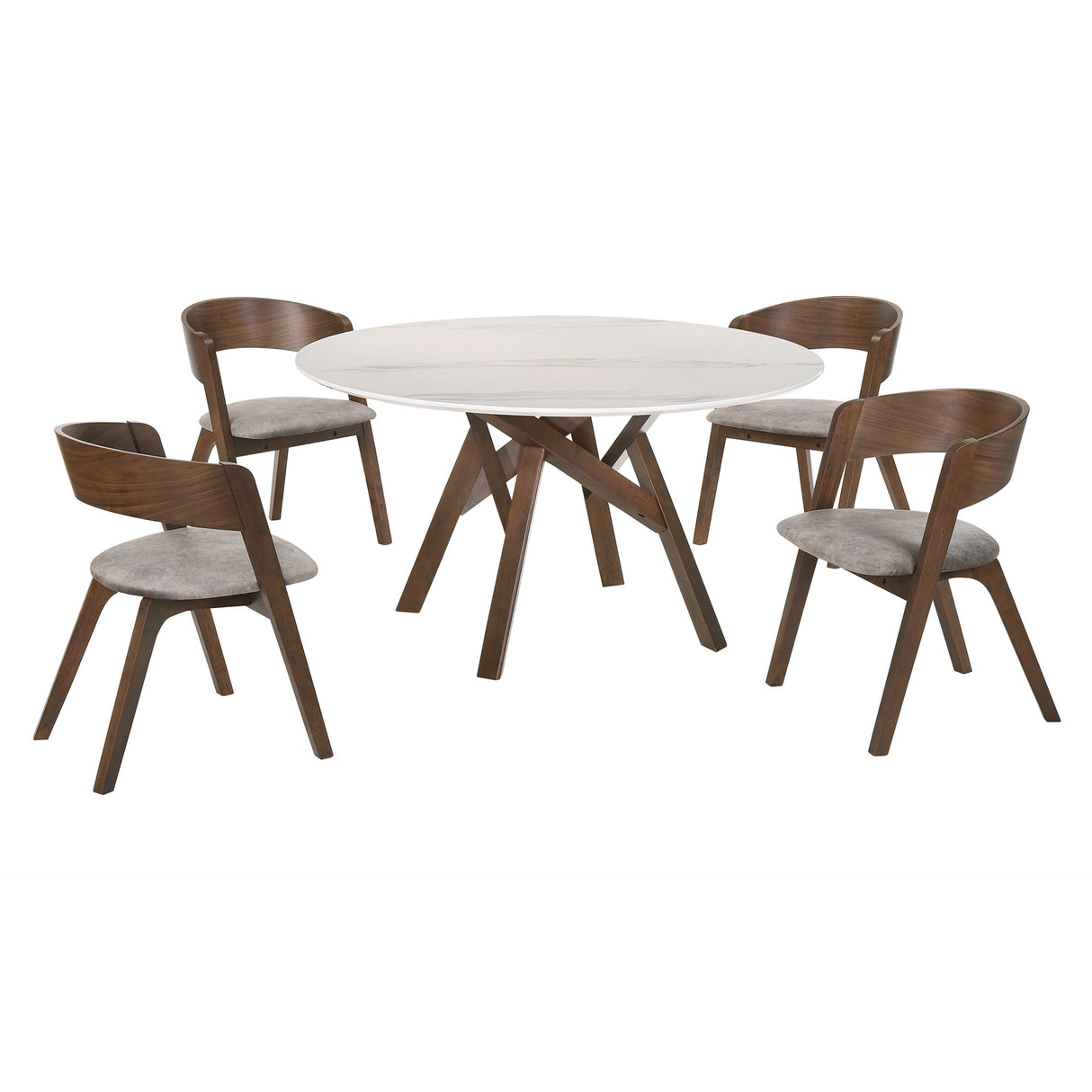 Venus Contemporary 5-Piece Dining Set with Marble Top and Comfortable Upholstered Chairs