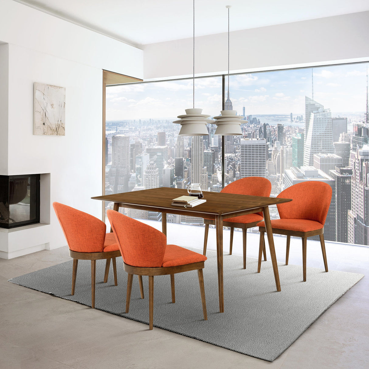 Westmont/Juno Modern Rubberwood 5-Piece Dining Set - Stylish Table & Ergonomic Chairs for Home