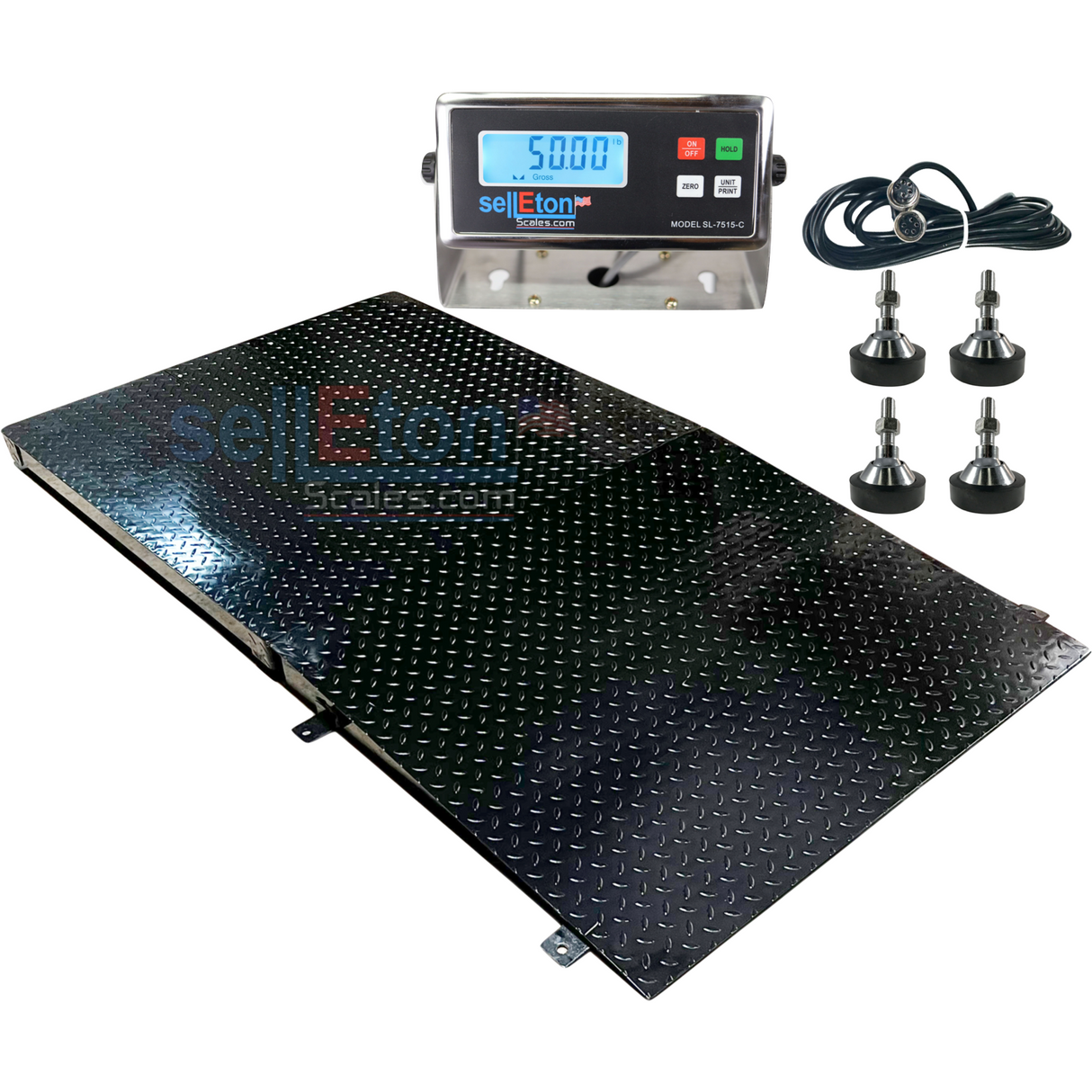 Prime Scales SL-700-4x4-10k+Ramp 48" x 48" Selleton Pallet Size Floor Scale with a Ramp l 10,000 lbs x 1 lb