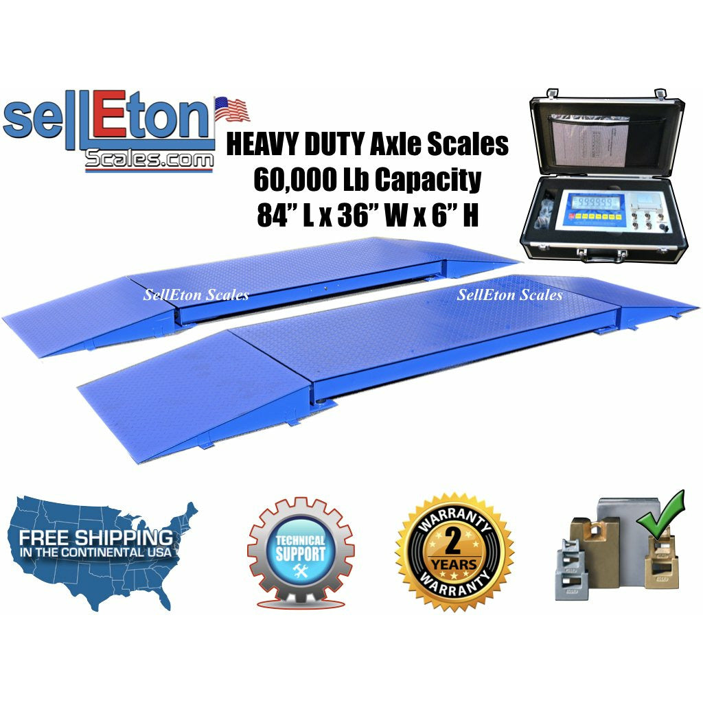 Prime Scales SL-60KX Heavy Duty 7' Selleton Truck Axle Scale with 60,000 lbs capacity