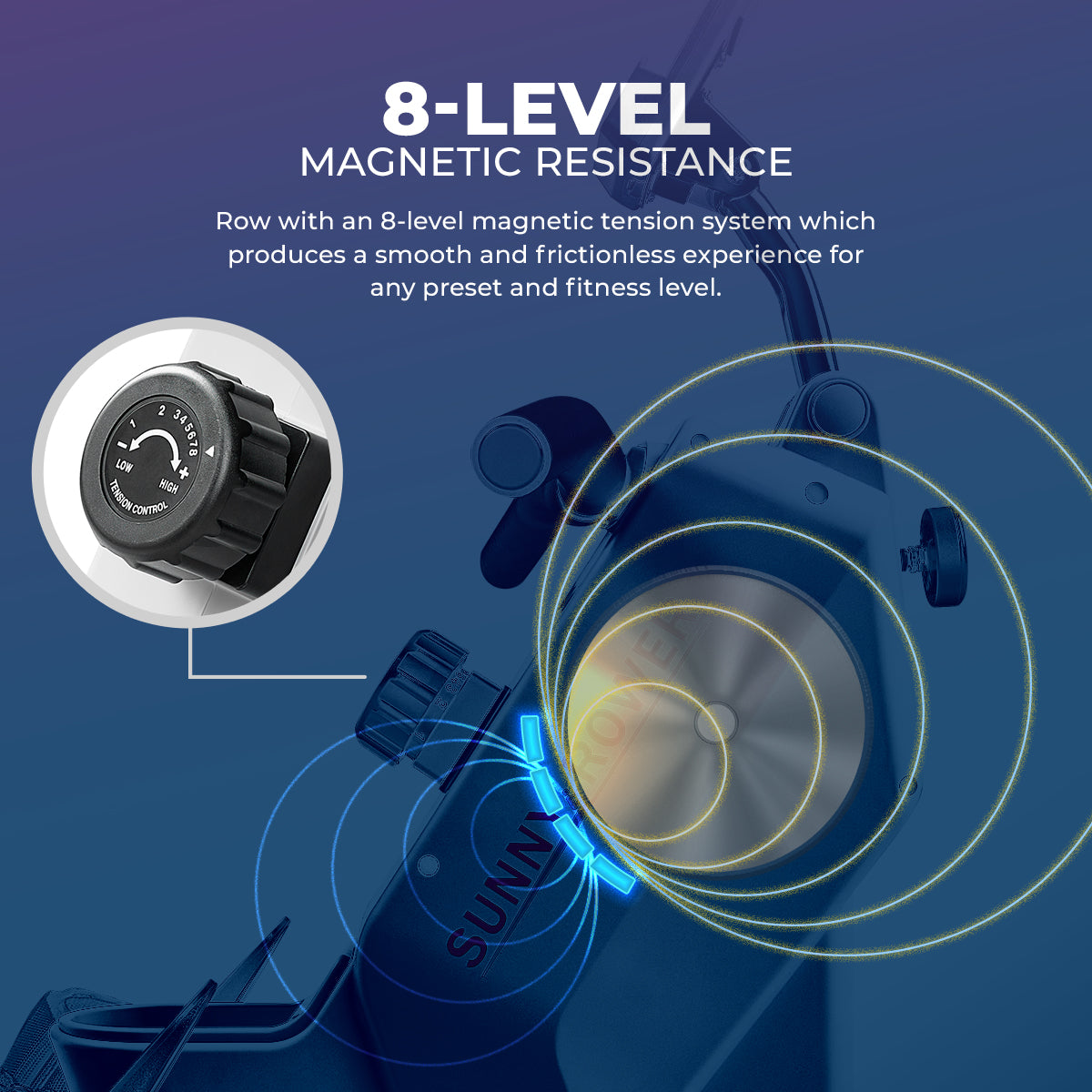 Sunny Health & Fitness Smart Compact Magnetic Rowing Machine